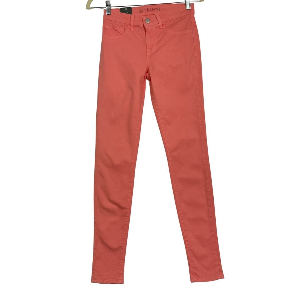 NWT J Brand Skinny Leg Mid Rise 11-Inch Leg Opening Jeans in Coral, size 25